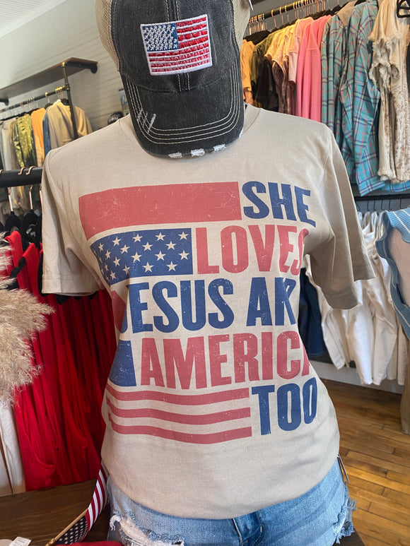 Loves Jesus & America tee