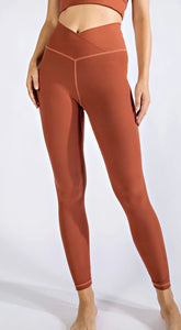 V Waist Full Length Leggings - Terracotta