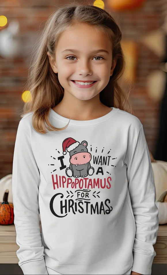 Hippopotamus  for Christmas kids graphic tee