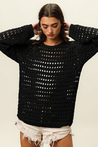 BiBi Round Neck Openwork Knit Cover Up