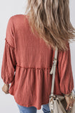 Frill V-Neck Long Sleeve Blouse