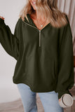 Pocketed Half Zip Dropped Shoulder Hoodie