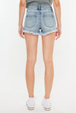 Kancan High Rise Frayed Hem Denim Shorts