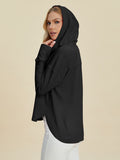 Double Take Full Size High-Low Dropped Shoulder Long Sleeve Hoodie