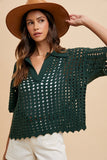 Annie Wear Openwork Johnny Collar Knit Cover Up