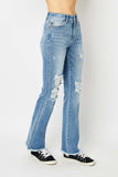 Judy Blue Full Size Distressed Raw Hem Bootcut Jeans