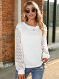 Full Size Round Neck Lace Long Sleeve T-Shirt Plus Size