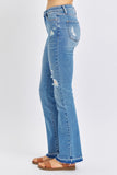 Judy Blue Full Size Mid Rise Destroyed Hem Distressed Jeans