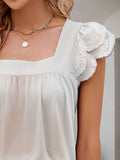 Ruffled Square Neck Cap Sleeve Blouse