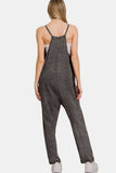 Zenana Washed Spaghetti Straps Overalls with Pockets