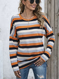 Full Size Striped Round Neck Long Sleeve T-Shirt Plus Size