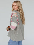 Color Block Printed Three-Quarter Sleeve Top