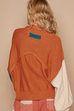 POL Color Block Roll Hem Hacci Sweater