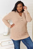 Double Take Notched Neck Ribbed Long Sleeve T-Shirt