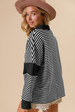 BiBi Striped Contrast Long Sleeve Knit Top