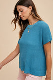 Annie Wear Round Neck Short Sleeve Sweater