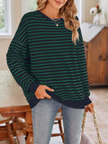 Striped Round Neck Long Sleeve Sweatshirt