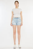 Kancan High Rise Repaired Mom Denim Shorts