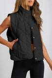 Snap Down Texture Vest Coat with Pockets