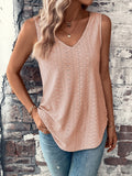 Eyelet V-Neck Wide Strap Tank