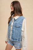 Annie Wear Collared Neck Double Placket Denim Jacket