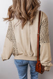 Openwork Round Neck Long Sleeve Sweatshirt