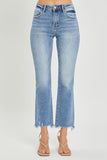 RISEN Full Size Frayed Hem Cropped Straight Jeans