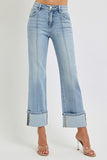 RISEN Plus Size Ankle Straight Leg Cuffed Jeans