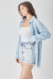 RISEN Raw Hem Distressed High Rise Denim Shorts