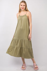 VERY J Ruffled A-Line Midi Cami Dress