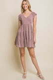 Love Tree V-Neck Cap Sleeve Tiered Mini Dress