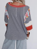 Color Block Printed Three-Quarter Sleeve Top