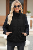 Pocketed Zip Up Turtleneck Vest Coat