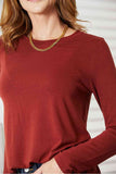 Zenana Full Size Long Sleeve Round Neck Round Hem Top