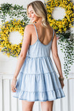 Spaghetti Strap Tiered Denim Dress