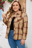 Plus Size Plaid Collared Neck Long Sleeve Shirt