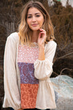 Floral Paisley Tiered Bubble Sleeve Lace Top (dropship)
