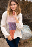 Floral Paisley Tiered Bubble Sleeve Lace Top (dropship)