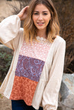 Floral Paisley Tiered Bubble Sleeve Lace Top (dropship)