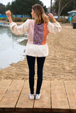 Floral Paisley Tiered Bubble Sleeve Lace Top (dropship)