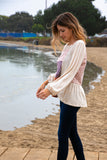 Floral Paisley Tiered Bubble Sleeve Lace Top (dropship)