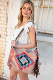 Weekender Coral Aztec Tweed Tassel Strap Tote (dropship)