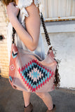 Weekender Coral Aztec Tweed Tassel Strap Tote (dropship)