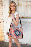 Weekender Coral Aztec Tweed Tassel Strap Tote (dropship)