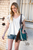 Weekender Sapphire Aztec Tweed Tassel Strap Tote (dropship)