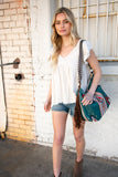 Weekender Sapphire Aztec Tweed Tassel Strap Tote (dropship)