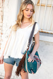 Weekender Sapphire Aztec Tweed Tassel Strap Tote (dropship)