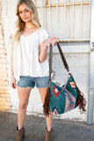 Weekender Sapphire Aztec Tweed Tassel Strap Tote (dropship)
