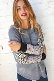 Tie Dye Aztec Color Block Raglan Out Seam Top (dropship)