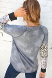 Tie Dye Aztec Color Block Raglan Out Seam Top (dropship)